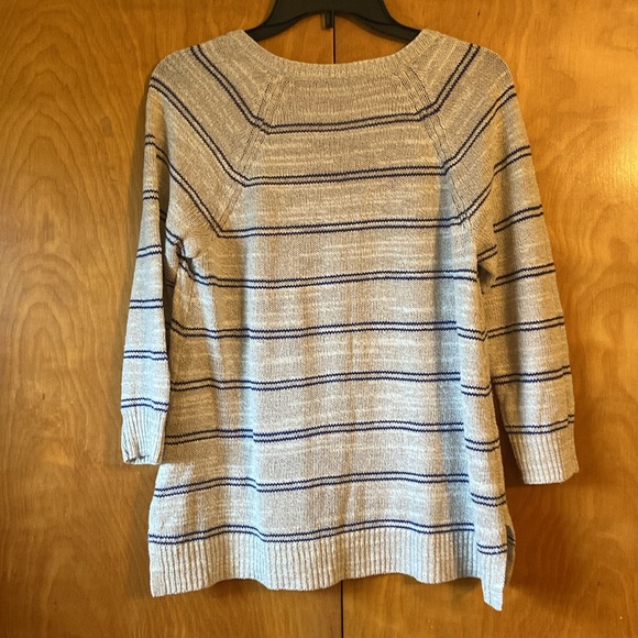 Madewell Cabin Stripe Natural & Navy Linen Silk Sweater Size M - Picture 8 of 12